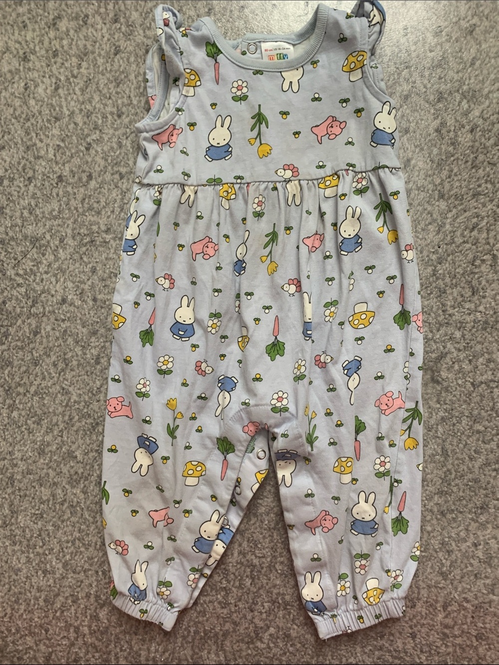 Hanna Andersson 18-24mo *100% cotton Oeko Tex* Miffy bunny romper with snaps.